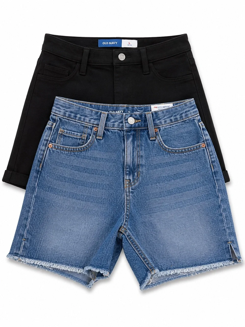 Old Navy Black Pull-On Shorts & Blue Denim Cutoff Shorts - 2-Pack